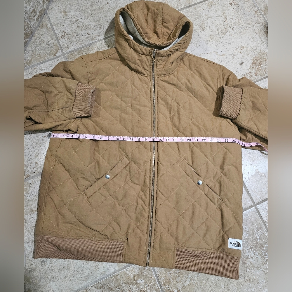 The North Face Quilted Sherpa Lined Hooded Jacket XXL Brown Zip Up Warm Classic - Picture 6 of 10